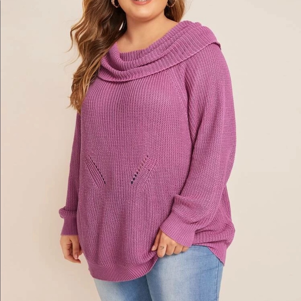 PLUS EYELET DETAIL RAGLET SLEEVE JUMPER
